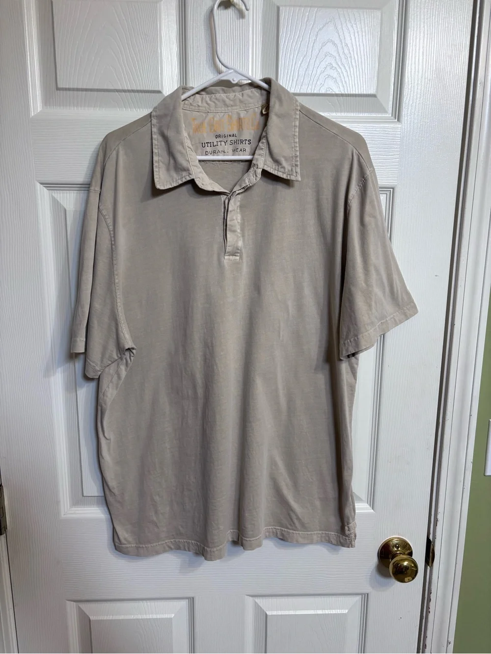 True Grit Original Utility Men’s Light Beige 100% Pique Cotton Polo Shirt VGC  L
